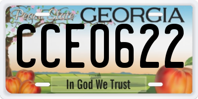 GA license plate CCE0622
