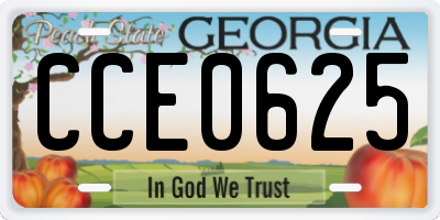 GA license plate CCE0625