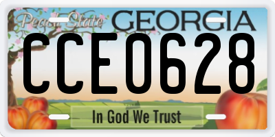 GA license plate CCE0628