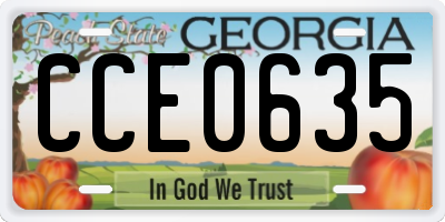 GA license plate CCE0635