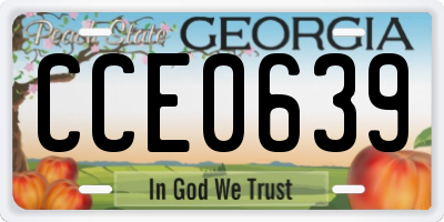 GA license plate CCE0639