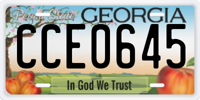 GA license plate CCE0645