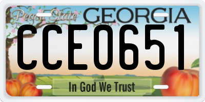 GA license plate CCE0651