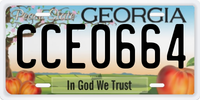GA license plate CCE0664