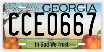 GA license plate CCE0667