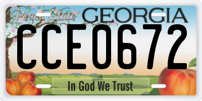 GA license plate CCE0672