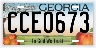 GA license plate CCE0673