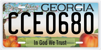 GA license plate CCE0680
