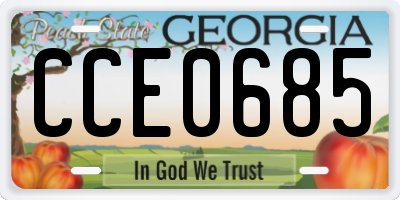 GA license plate CCE0685