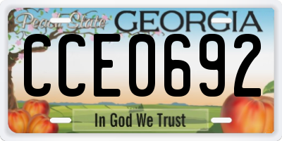 GA license plate CCE0692