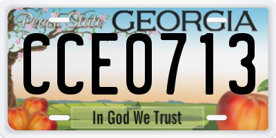 GA license plate CCE0713