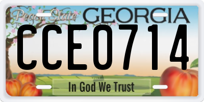 GA license plate CCE0714
