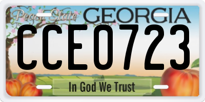 GA license plate CCE0723