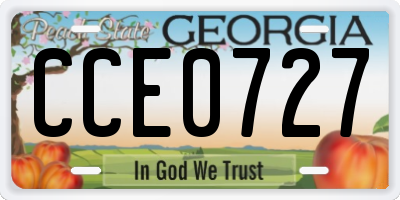 GA license plate CCE0727