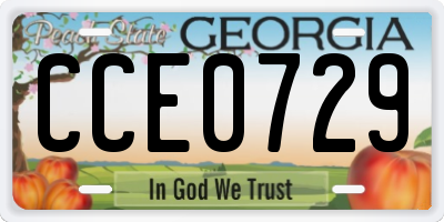 GA license plate CCE0729