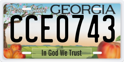 GA license plate CCE0743