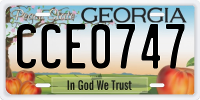 GA license plate CCE0747