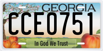 GA license plate CCE0751