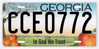 GA license plate CCE0772