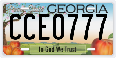 GA license plate CCE0777