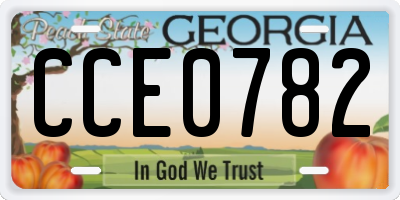 GA license plate CCE0782
