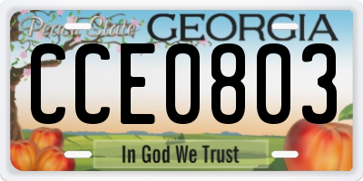 GA license plate CCE0803