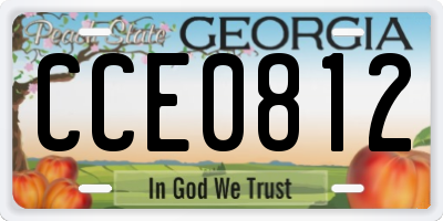 GA license plate CCE0812