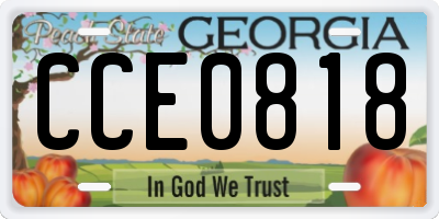 GA license plate CCE0818