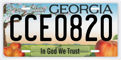 GA license plate CCE0820