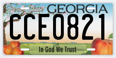 GA license plate CCE0821