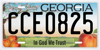 GA license plate CCE0825