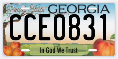 GA license plate CCE0831