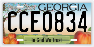 GA license plate CCE0834