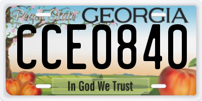 GA license plate CCE0840