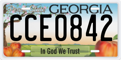 GA license plate CCE0842