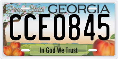 GA license plate CCE0845