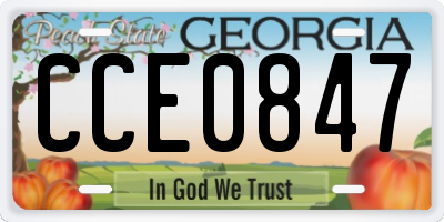 GA license plate CCE0847