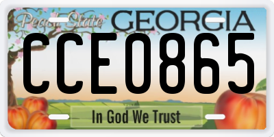 GA license plate CCE0865