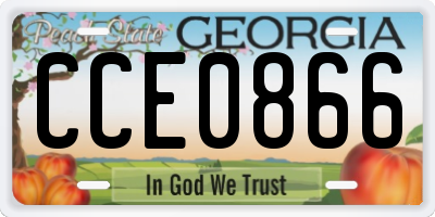 GA license plate CCE0866