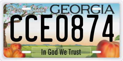 GA license plate CCE0874