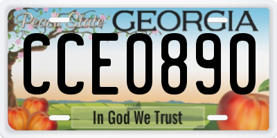 GA license plate CCE0890