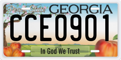 GA license plate CCE0901