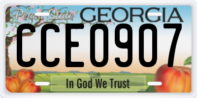 GA license plate CCE0907