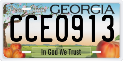 GA license plate CCE0913