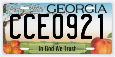 GA license plate CCE0921