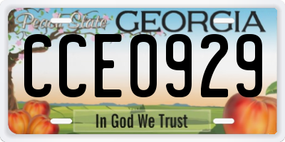 GA license plate CCE0929