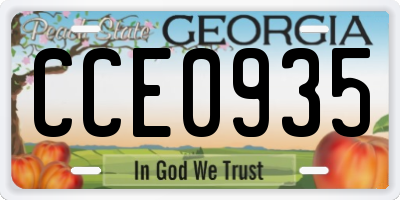 GA license plate CCE0935