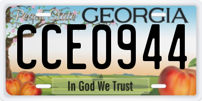 GA license plate CCE0944
