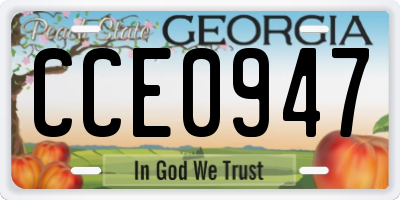 GA license plate CCE0947
