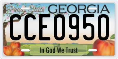 GA license plate CCE0950